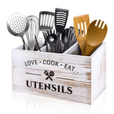 MINCORD porta-utensilios de cocina en madera con tres compartimentos para ordenar utensilios.