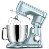 Mini Angel batidora de pie azul con tazón 5 qt para batir masas y mezclar ingredientes.