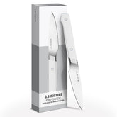 Cuchillo Misen para pelar con hoja afilada AUS-10, ideal para cortes de precisión en frutas.