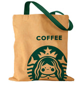 Miss Adola bolsa de lona frontal con diseño chica cafe, ideal para uso diario