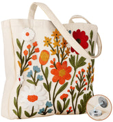Miss Adola bolsa tela bordado tridimensional ramo de flores, ideal para compras diarias.
