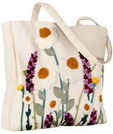 Miss Adola bolso de lona con bordado 3D de flores, estilo casual y versátil.