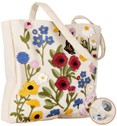 Miss Adola tote de lienzo con bordado 3D, ideal para compras.