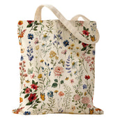 Miss Adola tote de lona con floración arbusto, ideal para compras diarias.