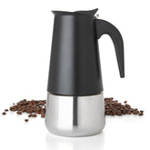 Mixpresso Olla moka negra frente, café intenso listo en minutos.