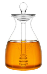Mkono dispensador de miel en vaso de cristal con cucharita, ideal para servir en té