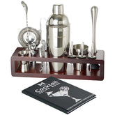 Conjunto Modern Mixology con soporte de madera para ordenar la barra del hogar