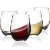 Modvera vaso sin tallo rojo de 15oz, 4 piezas, elegante para cenas formales