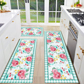 Alfombra de cocina Mofvugz floral rojo-teal 17x30, antideslizante y cómoda para cocinar.
