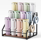 MOJOHAND organizador de botellas para 12 vasos grandes, almacenamiento compacto