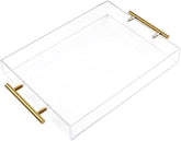 Moonlit Pond bandeja acrílica transparente 12x16 con asas doradas para servir con estilo