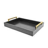 Moonlit Pond bandeja de servir 40x30 gris con manijas, ideal para bebidas.