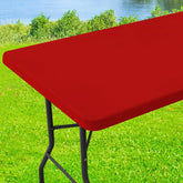 Moosfor mantel elastico rectangular rojo para mesa 30x72, ajuste seguro.