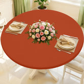 Mantel Moosfor redondo de espandex con ajuste perfecto para mesas 45-56 pulgadas.