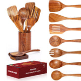 Juego Mooues de utensilios de madera de teca, duraderos para uso diario en la cocina