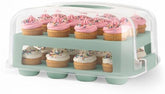 MosJos porta-cupcakes extra alto con doble bandeja, transporte seguro de 24 cupcakes