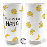 Motermate tumbler Nana Banana 20oz con patrón vibrante para llevar café en carretera