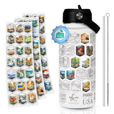 Botella Mousephu Parques Nacionales 32oz frontal con grabado láser para aventuras.