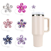 Movolivi tapa decorativa para pajilla Stanley con brillo floral, ideal para personalizar tu vaso.