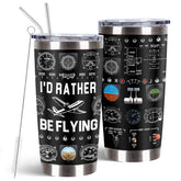 MoYueno Pilot Tumbler con prefiero volar y gráficos de instrumentos de vuelo, regalo ideal para amantes de la aviación.