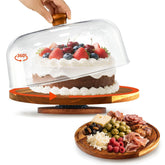 Mozphae platillo tarta rotatorio con domo acrílico para exhibir pasteles con estilo.