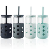Vaso Mrsdry de vidrio con tapa y pajilla, 16 onzas, para bebidas refrescantes