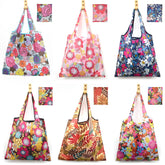 MRYUWB bolsa reutilizable para supermercado con flores brillantes, ideal para compras sostenibles.