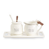 Mud Pie Bistro jarra crema ceramica con rayas grises, ideal para servir crema en la mesa