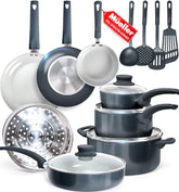 Conjunto Mueller 16 piezas en cerámica antiadherente para cocina diaria.