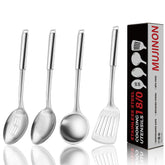 MUJINON cuchara ranurada con mango ergonómico para drenar y servir fácilmente.