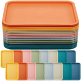 Bandejas Mumufy de plástico para comida rápida en 24 piezas, colores vibrantes para servicio diario.