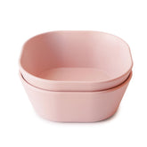 Mushie cuencos cuadrados para niños en blush, diseño estable para comer.