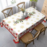Mantel Mutakin navidad flor copos nieve, ideal para mesa festiva y protección elegante.