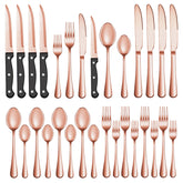 Juego de cubiertos MUTNITT en oro rosado con acabado espejo para mesa elegante