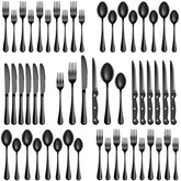 Mutnitt set de cubiertos negro 24 piezas en mesa elegante para uso diario