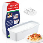 Muxiunt olla de pasta para microondas con colador, ideal para cocinar rápido.