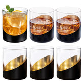 MyGift copa de cóctel 12 oz con diseño inclinado negro mate y dorado para bebidas elegantes