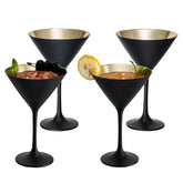 Copa martini MyGift mate negro con interior dorado para cenas elegantes