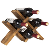 MyGift estante vino 4 botellas, rústico en madera, para encimera.