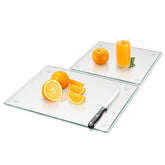 Mymonfif tabla de cortar de vidrio templado 12x16, superficie estable para tareas culinarias.