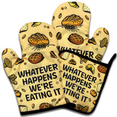NAHMAKNE guantes para horno divertidos, frente, agarre seguro al manipular bandejas calientes.