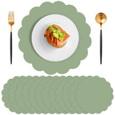 NatNarr manteles de papel salvia verde con borde ondulado para mesa decorativa.
