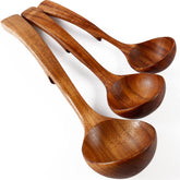 NAYAHOSE cucharón grande de madera teca para servir sopa con durabilidad.