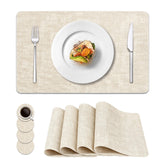 NCUE manteles vinilo set4 beige, base estable para mesa