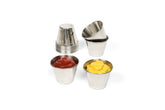 Ramequin Nechtik pequeno en acero inoxidable para porciones de salsa.