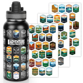 Nefeeko botella 32oz con pegatinas impermeables para parques nacionales, lista para aventuras