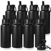 Neihepal 32 oz botella aislada negra con tapa de pajita, ideal para gimnasio.