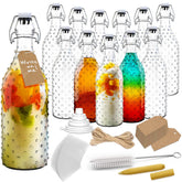 Nevlers botellas de vidrio 17oz con tapa abatible, ideales para bebidas caseras.