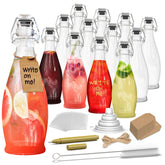 Nevlers botellas de vidrio teardrop 17 onzas con tapa giratoria para almacenamiento seguro