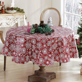 Newbridge Snowfall mantel vinilo, detalle nieve, protege la mesa y añade toque festivo.